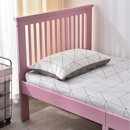 Better Home Products Jassmine Solid Wood Platform Pine Twin Bed in Pink