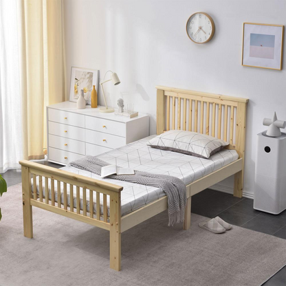 Better Home Products Jassmine Solid Wood Platform Pine Twin Bed in Natural