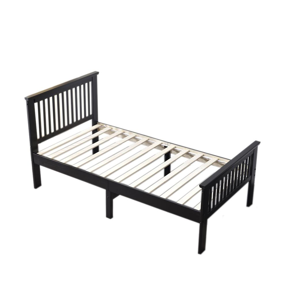 Better Home Products Jassmine Solid Wood Platform Pine Twin Bed in Black