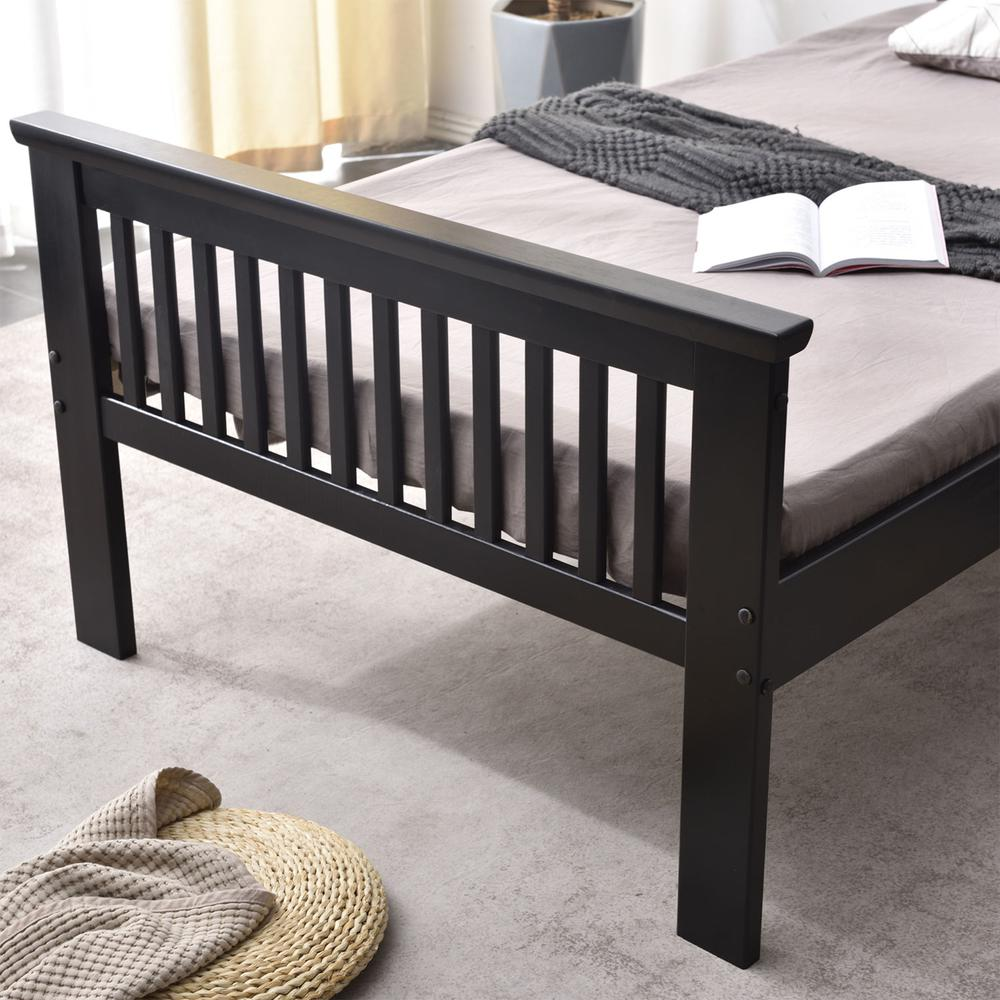 Better Home Products Jassmine Solid Wood Platform Pine Twin Bed in Black