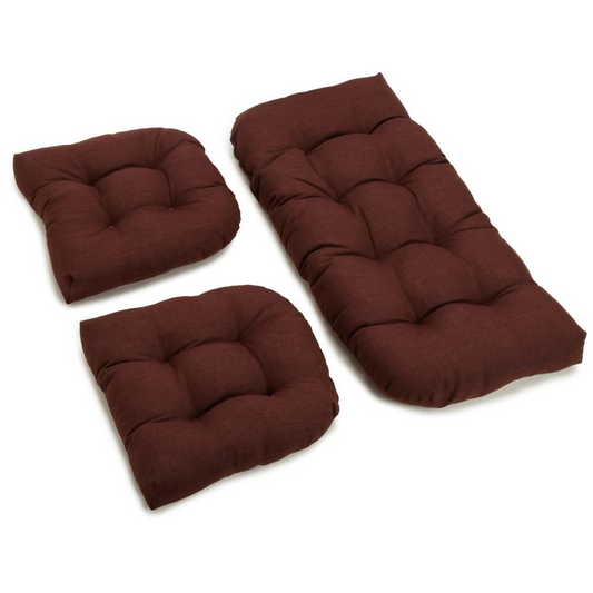 U-Shaped Spun Polyester Tufted Settee Cushion Set (Set of 3)