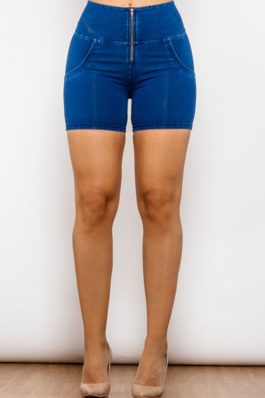 Full Size Zip Closure Denim Shorts