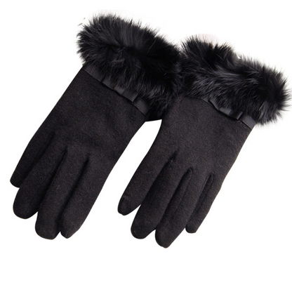 Kitten Mittens Faux Fur Lining Touch Smart Gloves