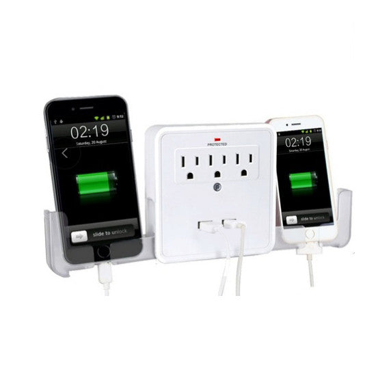 NEW! Classic Combo Wall Adapter W/3 AC Outlets W/Surge Protection And Dual USB Ports To Charge Your Gadgets