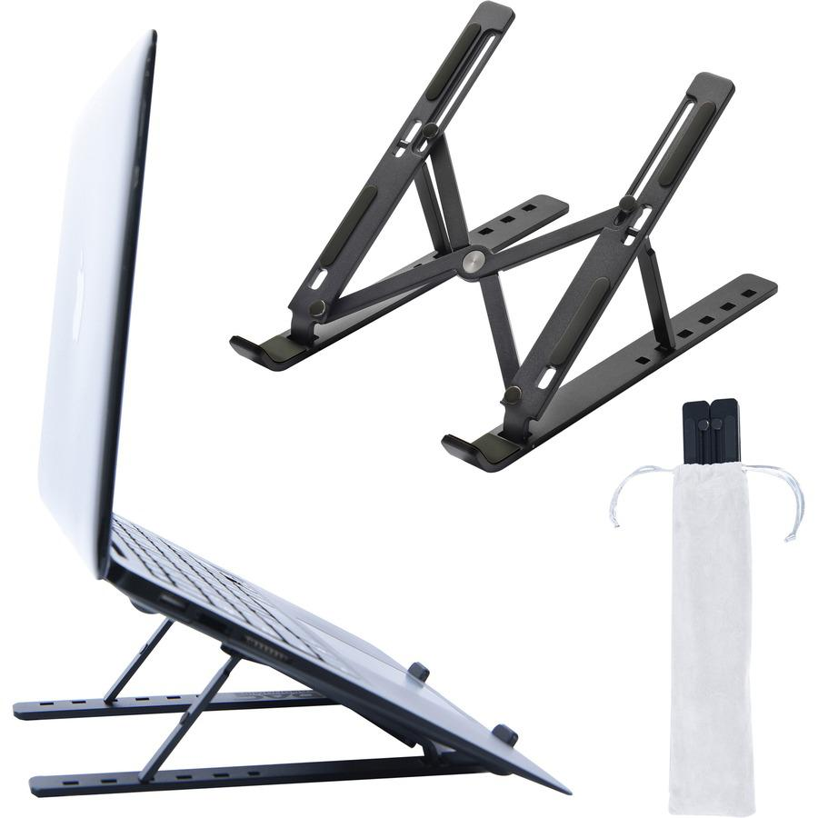 DAC Portable and Adjustable Laptop/Tablet Stand - Notebook, Tablet, Cell Phone Support - Aluminum Alloy - Black