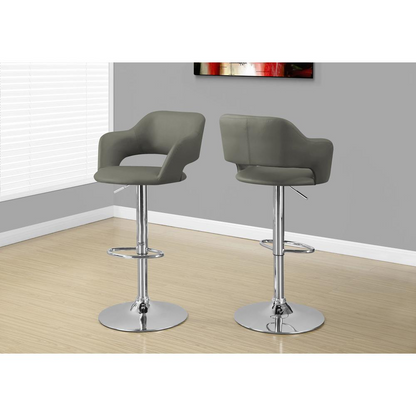 BARSTOOL - LIGHT GREY / CHROME METAL HYDRAULIC LIFT