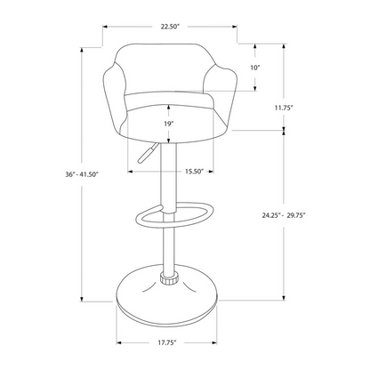 BARSTOOL - LIGHT GREY / CHROME METAL HYDRAULIC LIFT