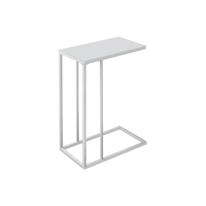 ACCENT TABLE - WHITE METAL WITH FROSTED TEMPERED GLASS