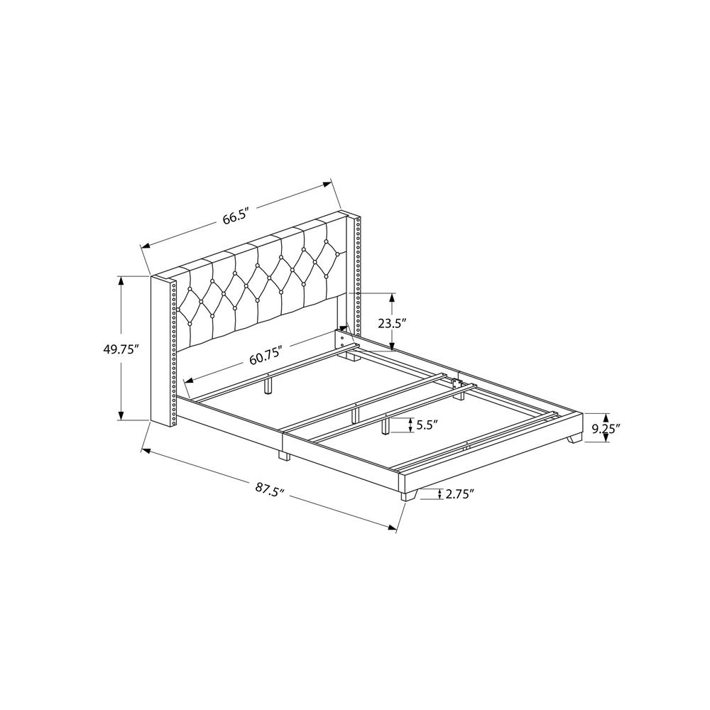 BED - QUEEN SIZE / GREY LINEN WITH CHROME TRIM