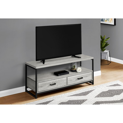 Tv Stand - 48"L, Grey In Black Metal