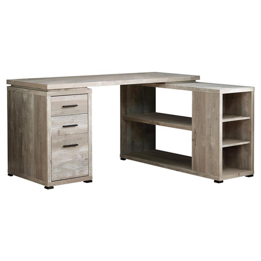 COMPUTER DESK - TAUPE RECLAIMED WOOD LOOK / LEFT OR RIGHT FACING CORNER