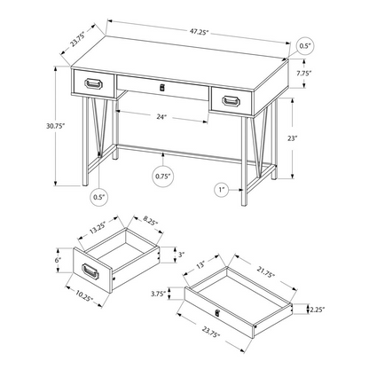 COMPUTER DESK - 48"L / GREY RECLAIMED WOOD LOOK / BLACK METAL BASE