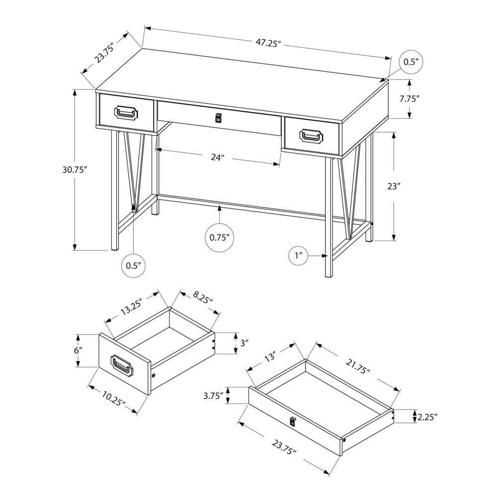 COMPUTER DESK - 48"L / GREY RECLAIMED WOOD LOOK / BLACK METAL BASE