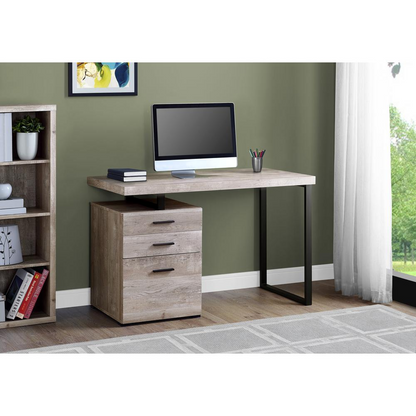 COMPUTER DESK - 48"L / TAUPE RECLAIMED WOOD LOOK / BLACK METAL