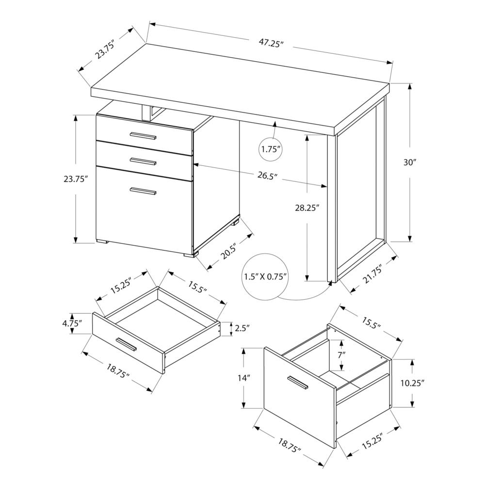 COMPUTER DESK - 48"L / TAUPE RECLAIMED WOOD LOOK / BLACK METAL