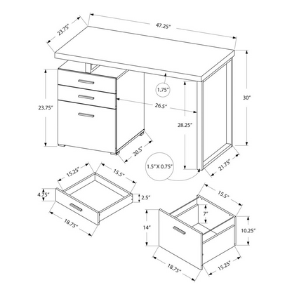 COMPUTER DESK - 48"L / TAUPE RECLAIMED WOOD LOOK / BLACK METAL