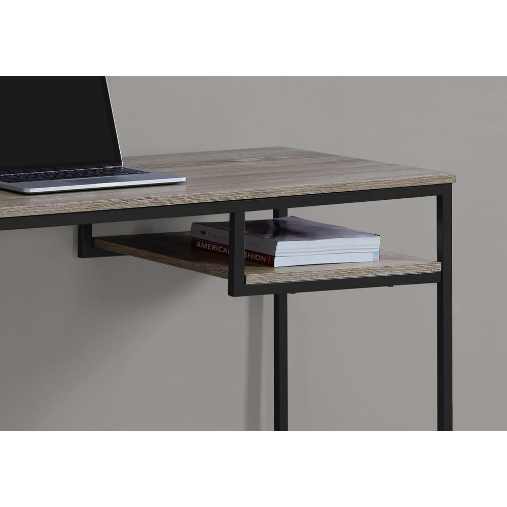 COMPUTER DESK - 48"L / DARK TAUPE / BLACK METAL WITH SHELF