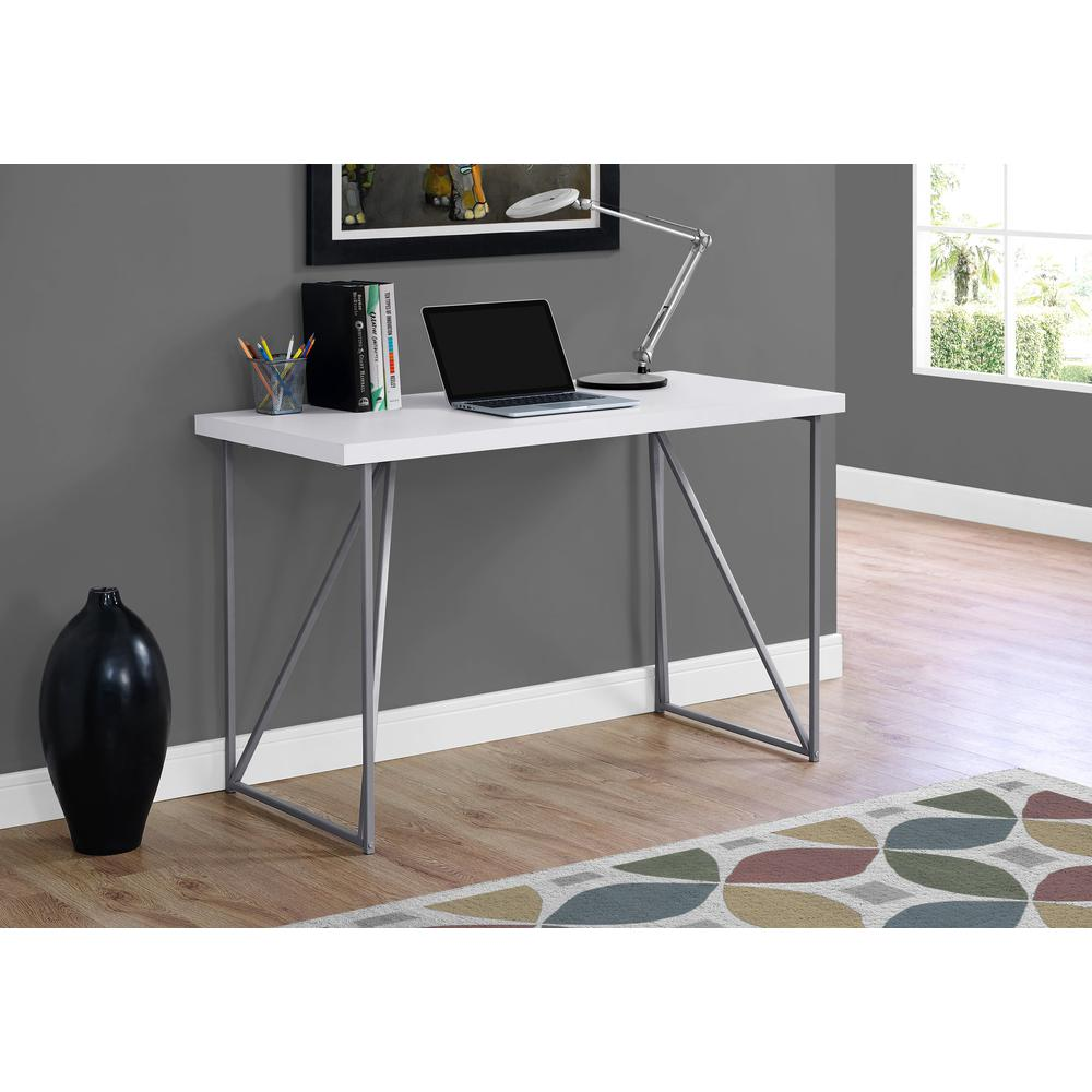 COMPUTER DESK - 48"L / WHITE / SILVER METAL