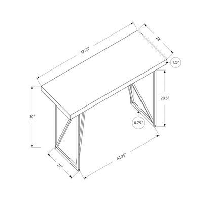 COMPUTER DESK - 48"L / WHITE / SILVER METAL