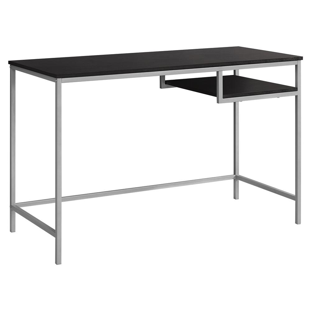 COMPUTER DESK - 48"L / CAPPUCCINO / SILVER METAL WITH SHELF