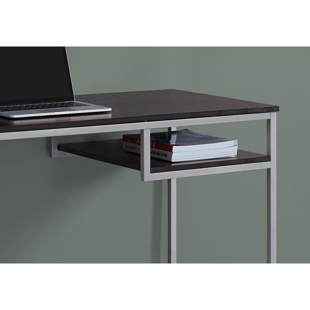 COMPUTER DESK - 48"L / CAPPUCCINO / SILVER METAL WITH SHELF