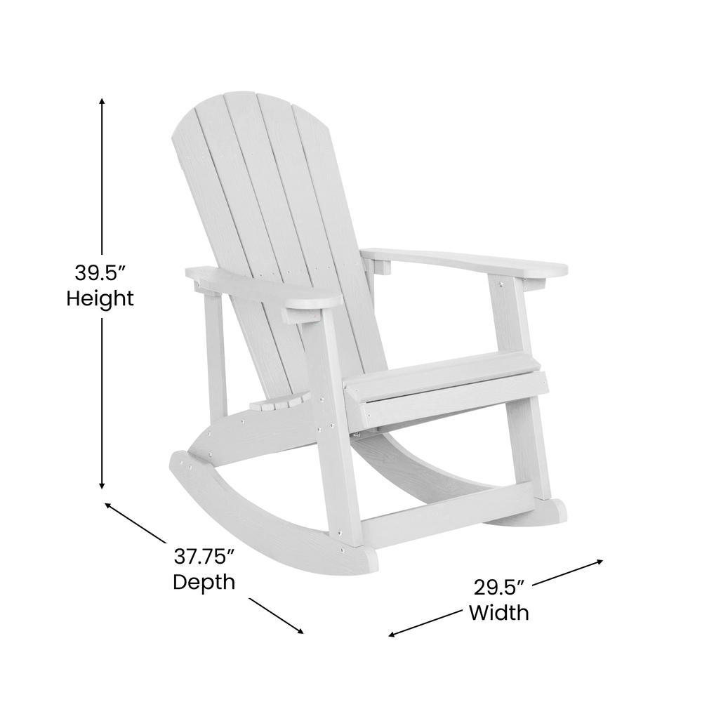 Savannah All-Weather Poly Resin Wood Adirondack Rocking Chair with Rust Resistant Stainless Steel Hardware in White