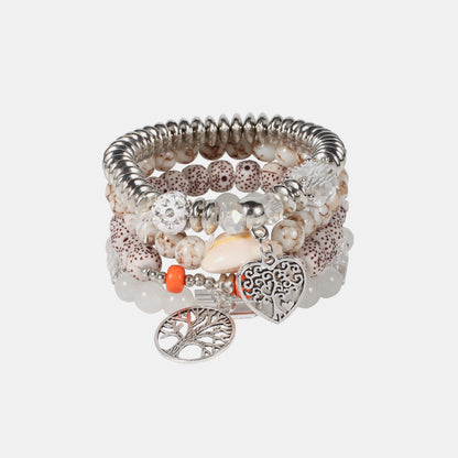 Silver-Plated Beaded Charm Bracelet