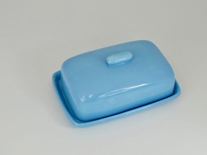 Butter Dish, Sugar Bowl, Milk Jug Set Sky Blue Glaze