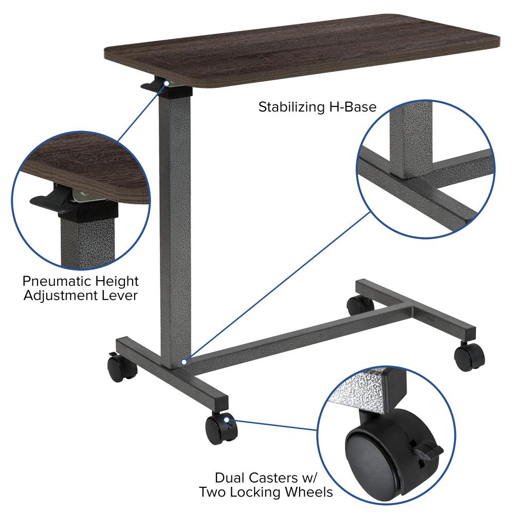 Adjustable Overbed Table with Wheels for Home and Hospital