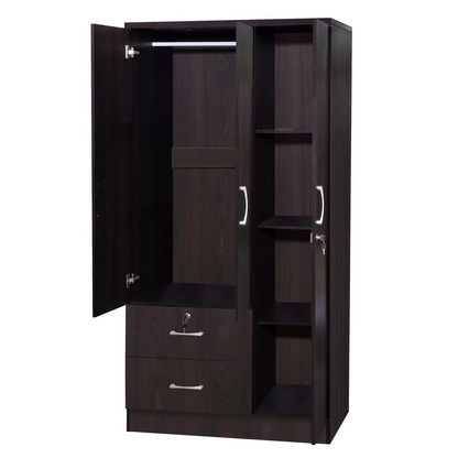 Better Home Products Symphony Wardrobe Armoire Closet with Two Drawers  Tobacco