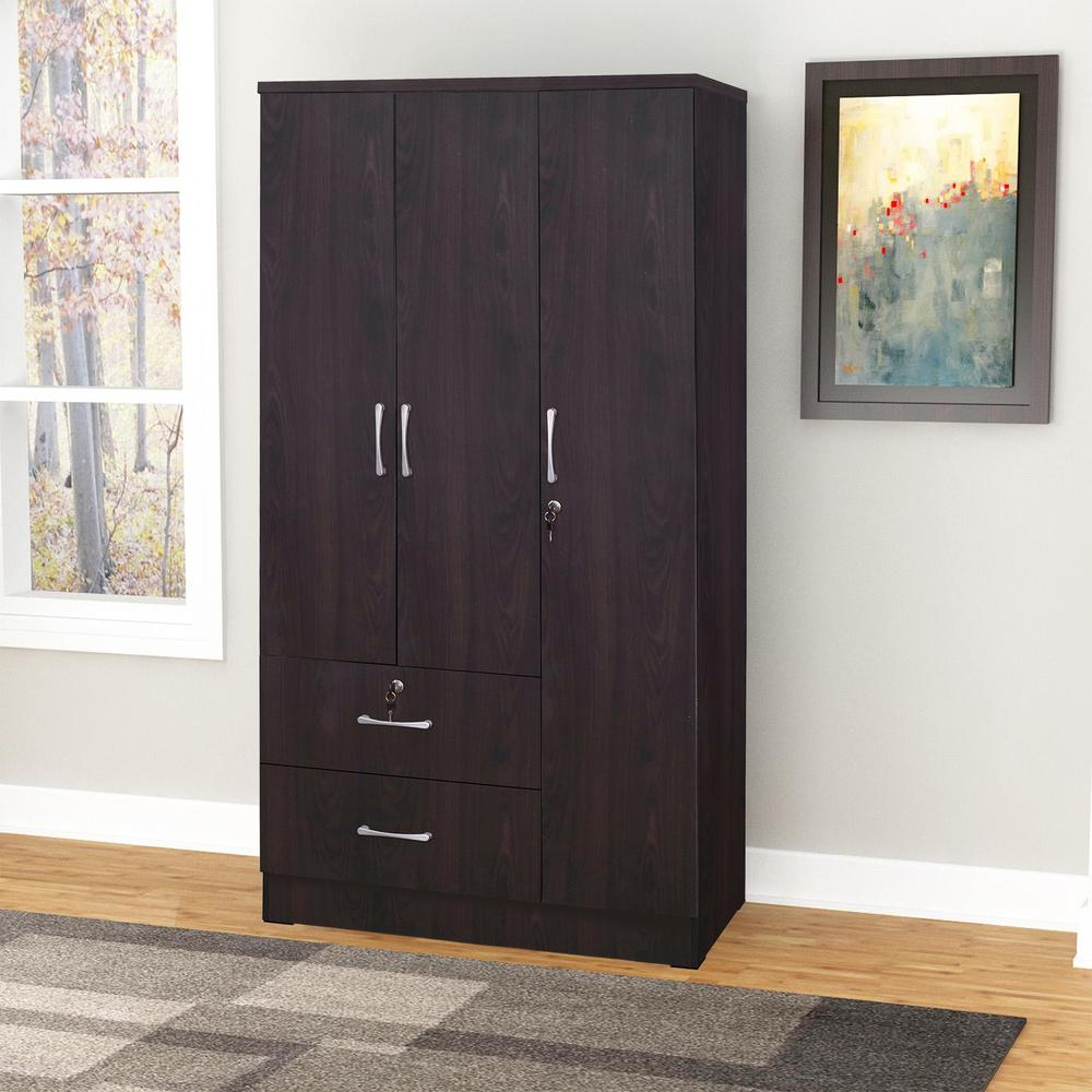 Better Home Products Symphony Wardrobe Armoire Closet with Two Drawers  Tobacco