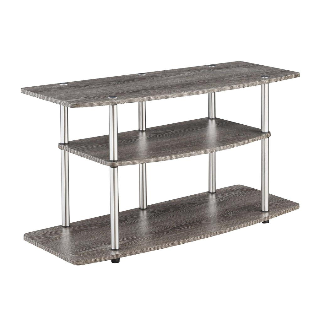 Designs2Go No Tools 3 Tier Wide TV Stand Weathered Gray