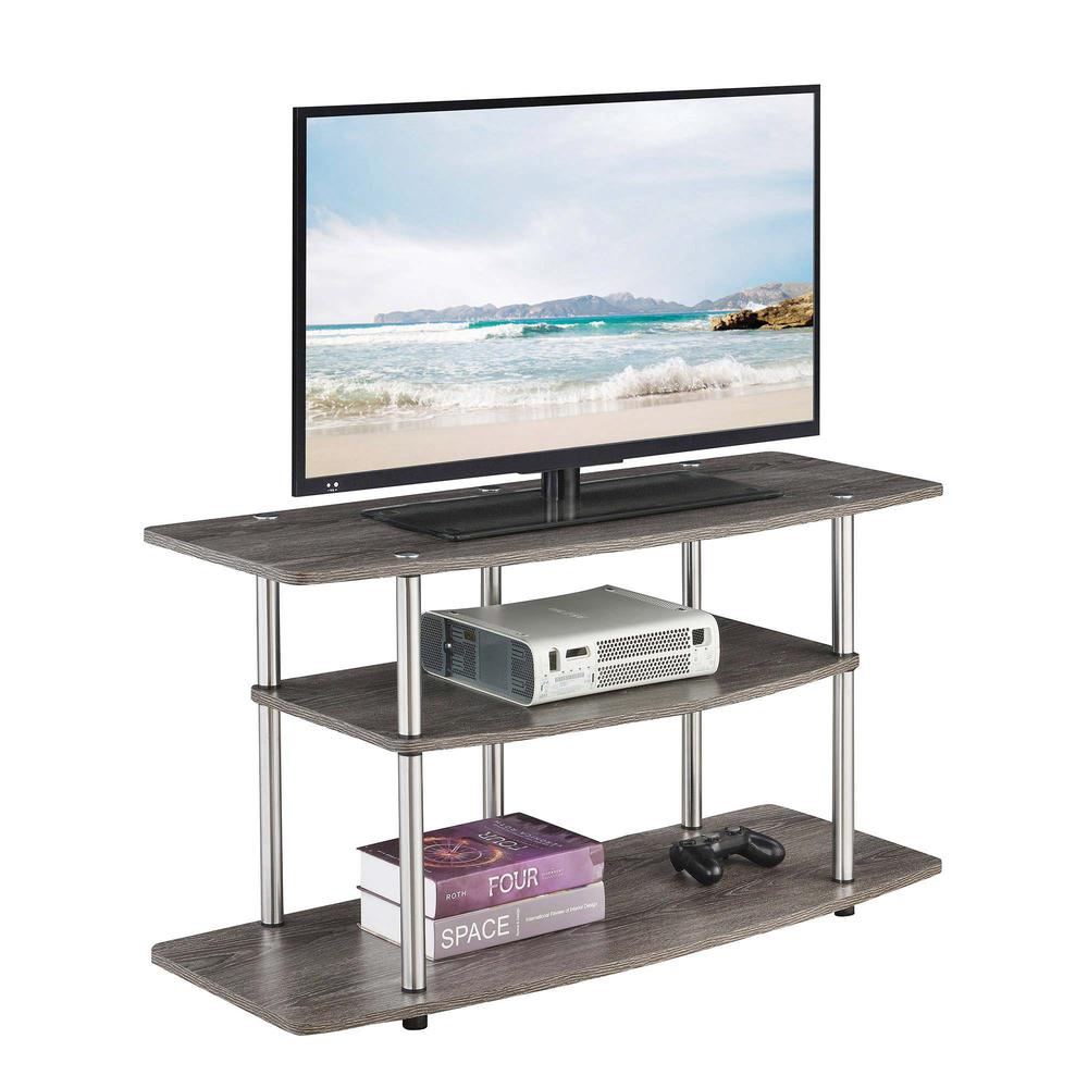 Designs2Go No Tools 3 Tier Wide TV Stand Weathered Gray