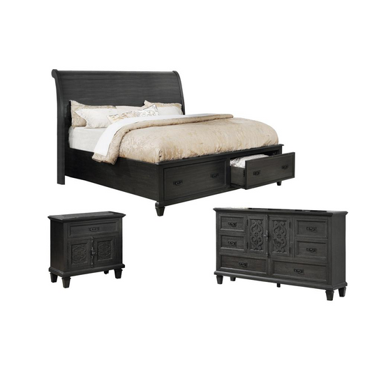 Sleigh 3 Piece Bedroom Set, Queen