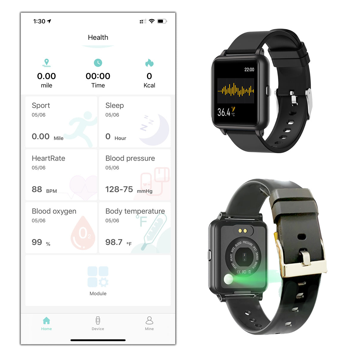 OXITEMP Smart Watch With Live Oximeter, Thermometer And Pulse Monitor With Activity Tracker