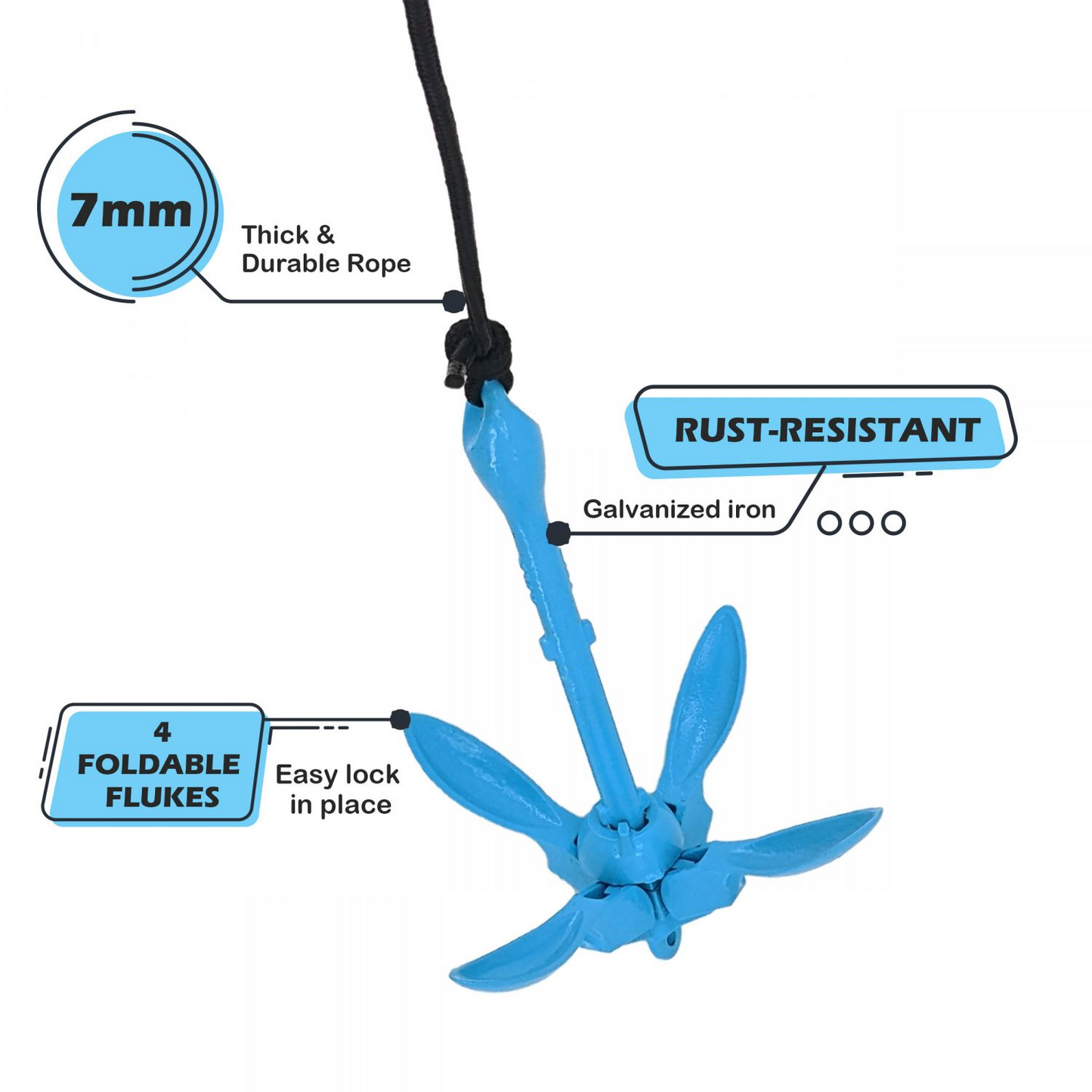 Kayak & Paddle Board 3.5 lbs Anchor with 40ft Rope