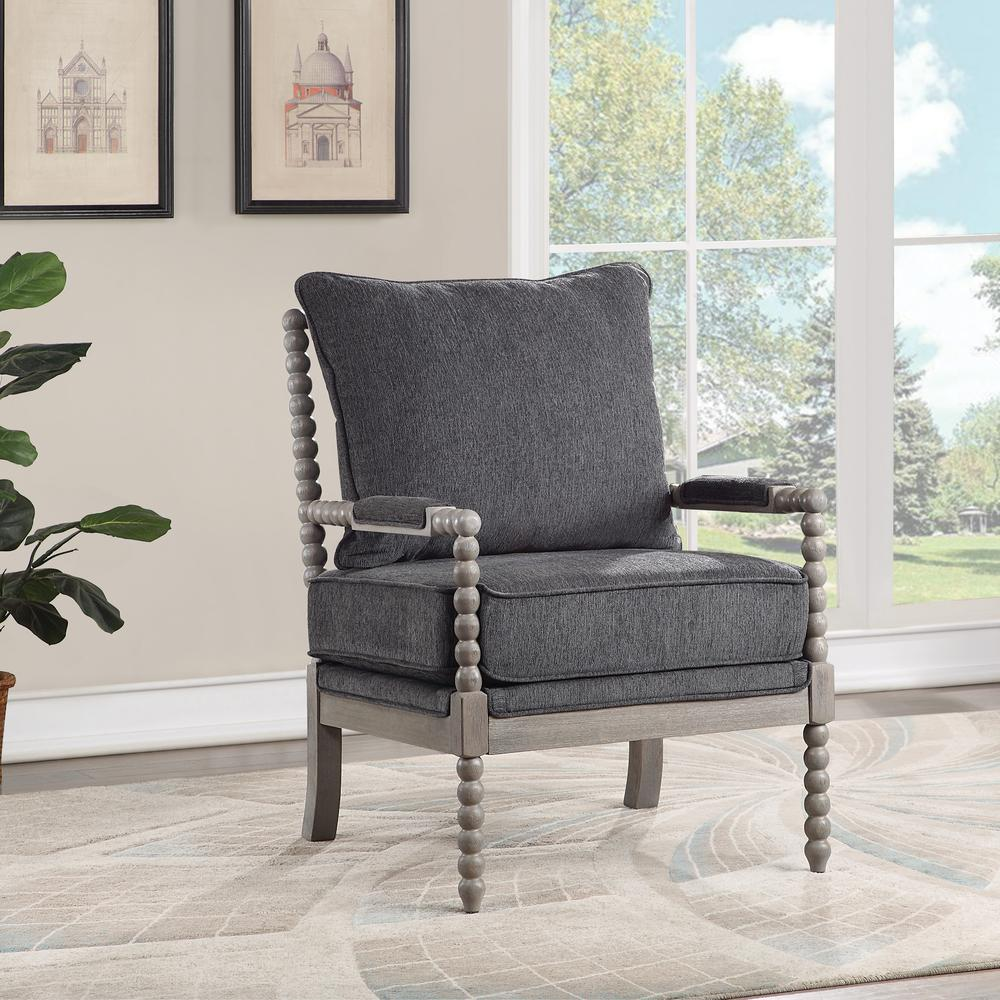 Abbott Chair in Charcoal Fabric with Brushed Grey Base K/D, ABB-BY7