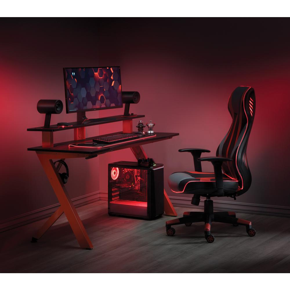 Area51 Battlestation Gaming Desk with Matte Red Legs, ARE25-RD