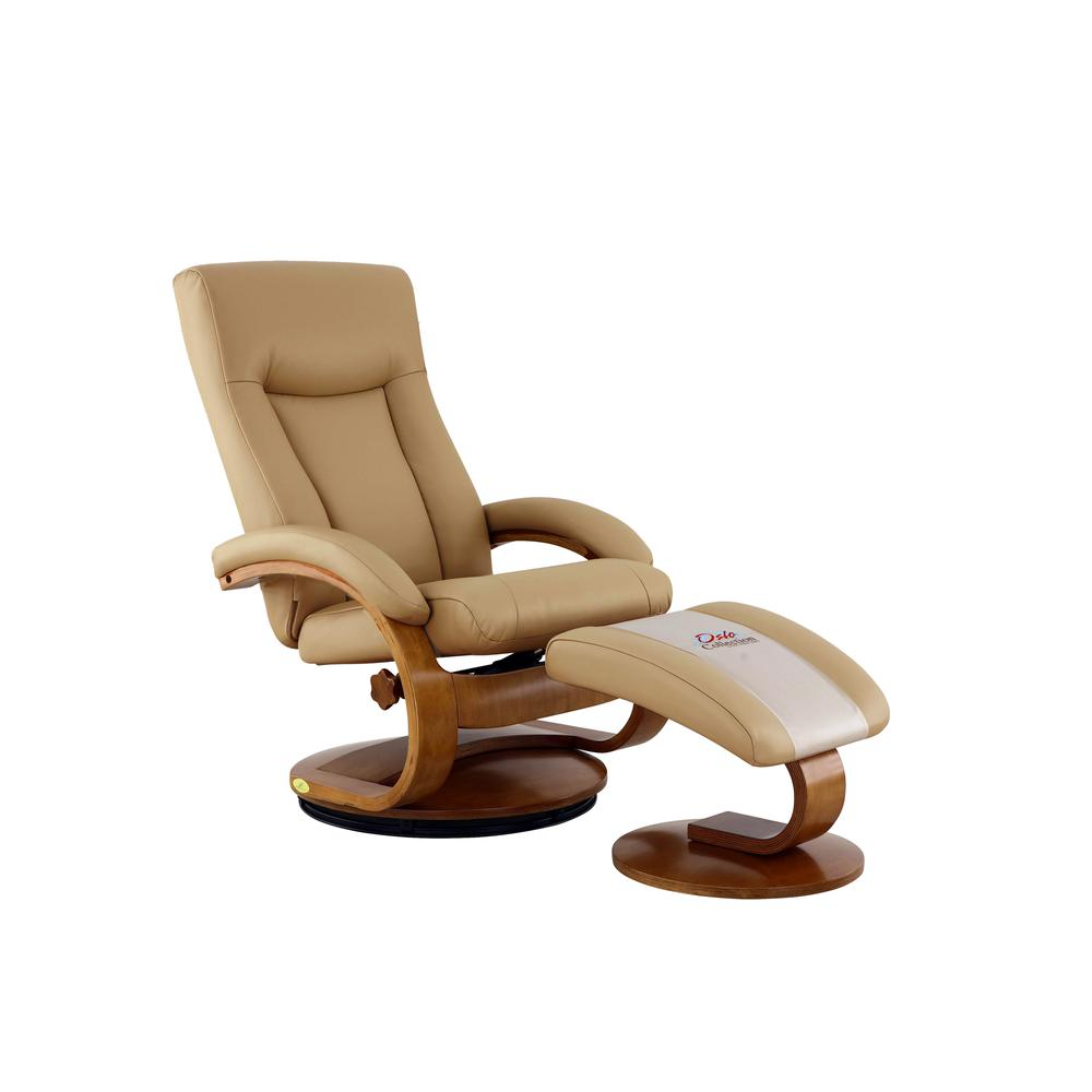 Relax-R™ Hamilton Recliner and Ottoman in Cobblestone Top Grain Leather