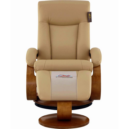 Relax-R™ Hamilton Recliner and Ottoman in Cobblestone Top Grain Leather