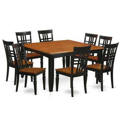 9  Pc  Kitchen  Table  set  with  a  Dining  Table  and  8  Dining  Chairs  in  Black  and  Cherry