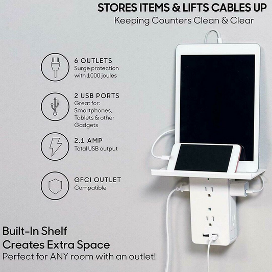 Executive Shelf Multi Charge Wall Outlet