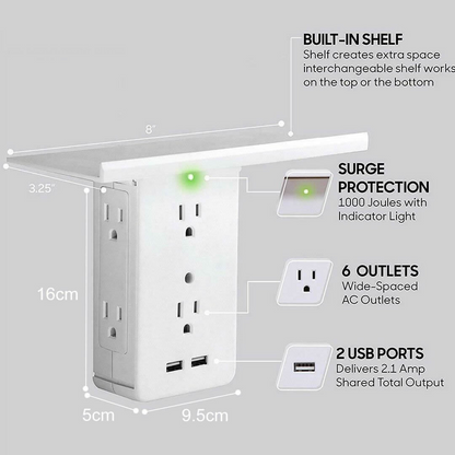 Executive Shelf Multi Charge Wall Outlet