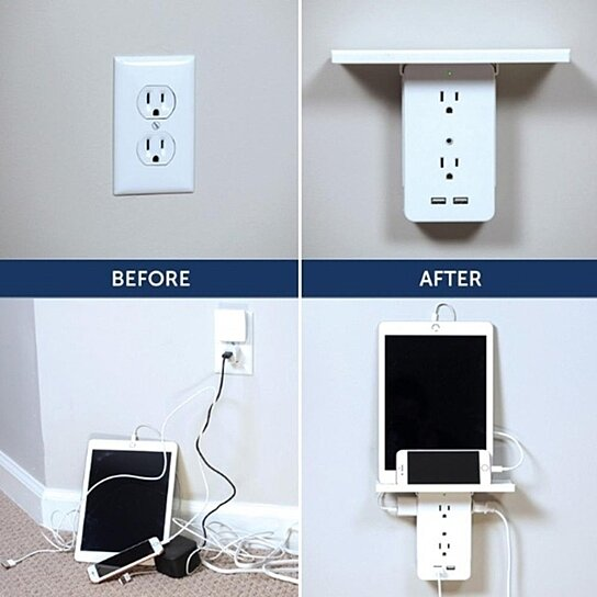 Executive Shelf Multi Charge Wall Outlet