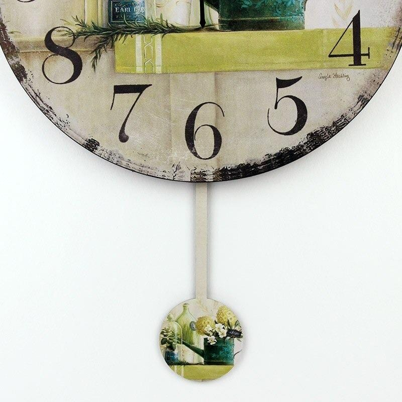 Floral Pendulum Wall Clock