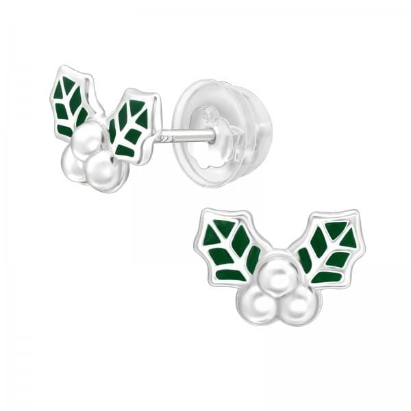 Kids Holly Leaf Stud Earrings