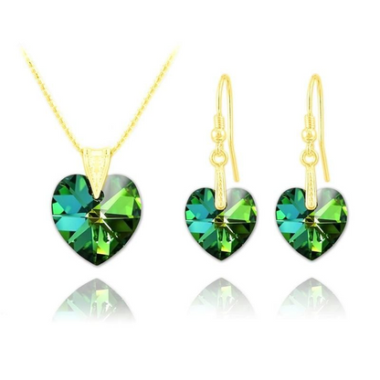 24K Gold Heart   Pendant Necklace Jewellery Set Vitrail Medium