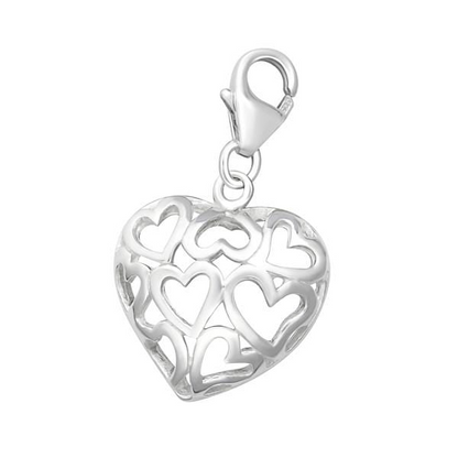 Silver Heart Clip on Charm