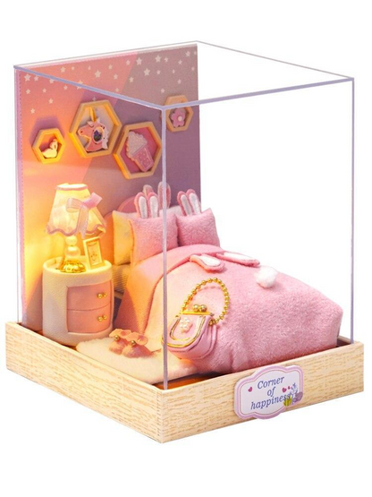 PINK GIRLS BUNK BED MINIATURE DOLLHOUSE