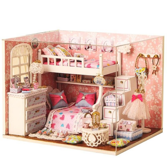 BUNK BED GIRLS MINIATURE DOLLHOUSE